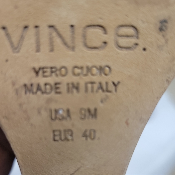 Vince Taupe Metallic Ankle High Heel Wedge Sandals Size 9 - Picture 12 of 14